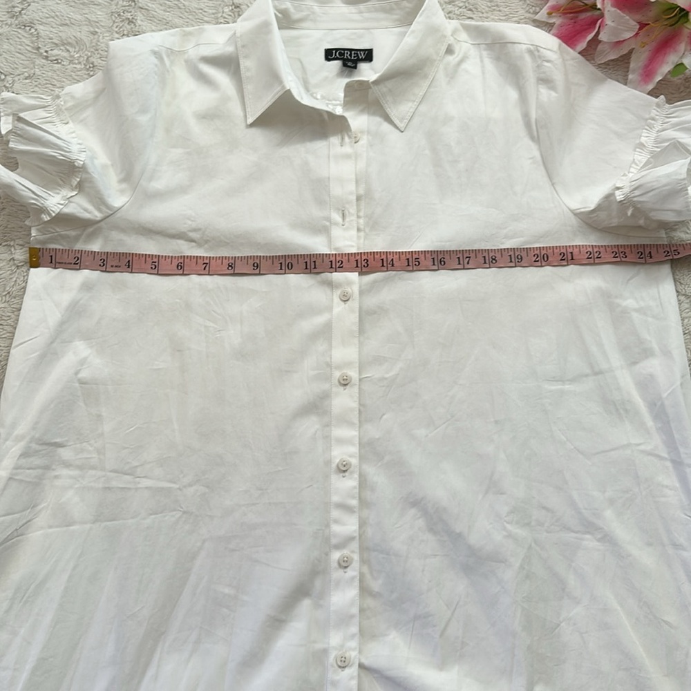 J. Crew - Amelia Crisp White Ruffled Hemline Button Down Midi Shirt-Dress - Picture 5 of 9